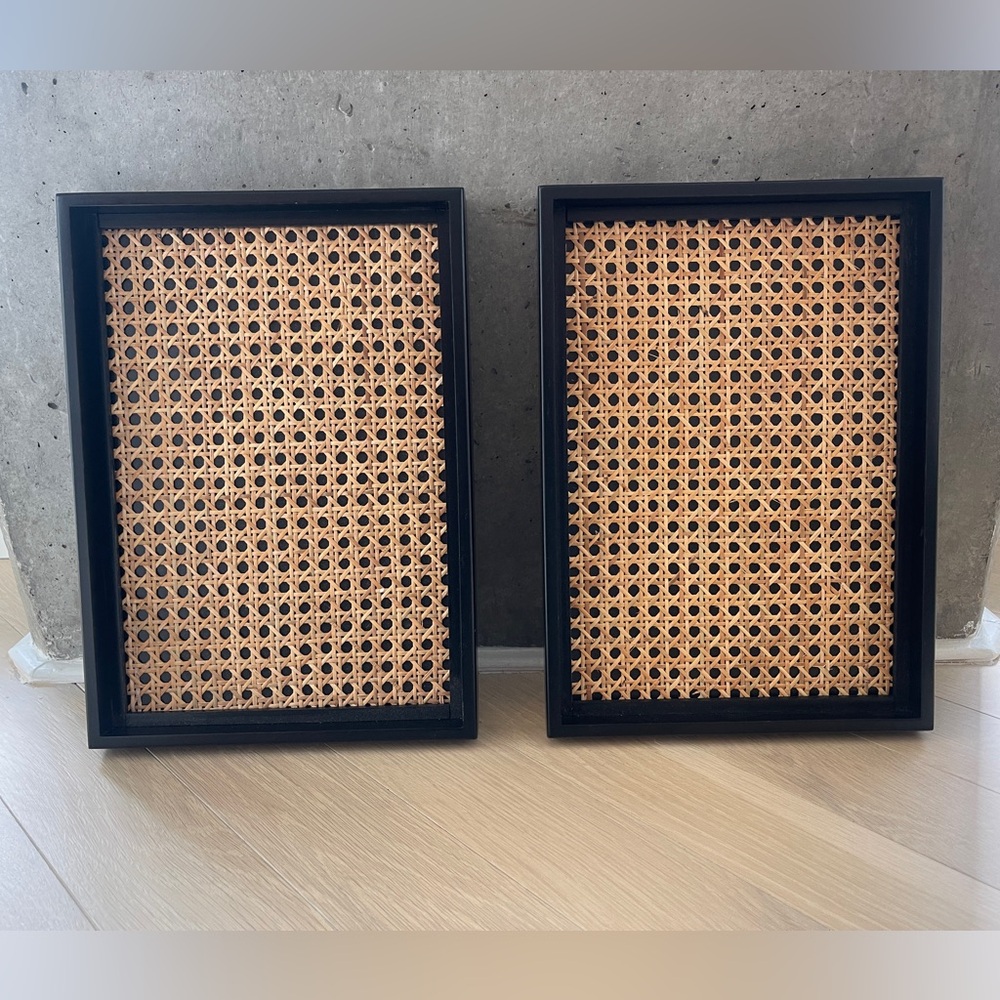 (2) H&M Home Rattan Vanity Trays (10x14)